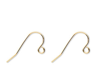 Ear wire, gold-plated stainless steel, 11mm fishhook with open loop, 21 gauge