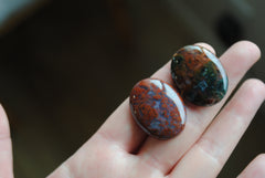 Moss Agate 30x22mm oval cabochons