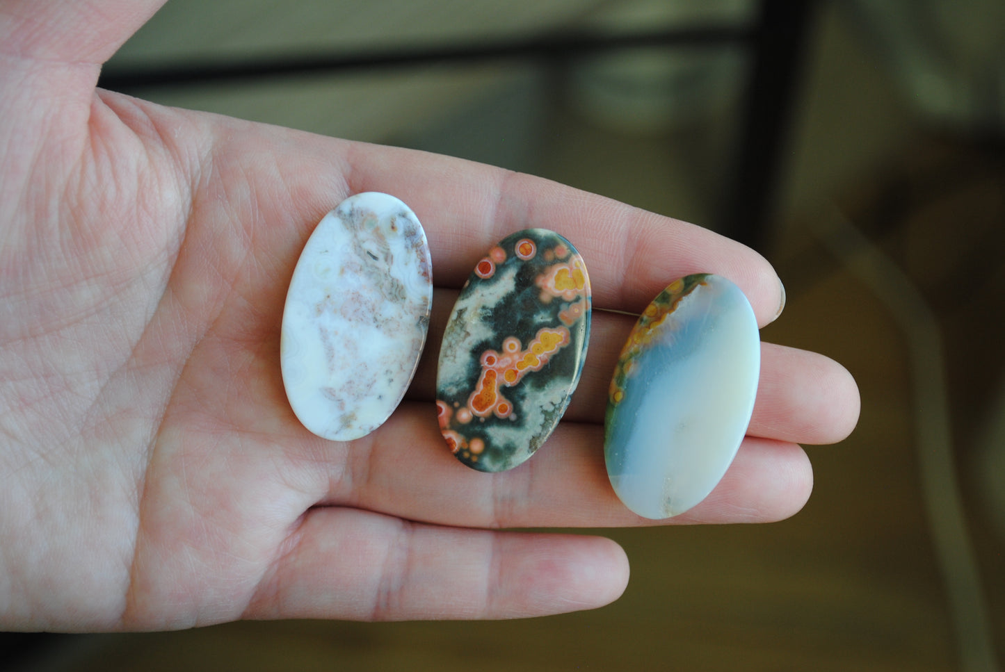 Ocean Jasper 35x20mm oval cabochons (Lot DD)