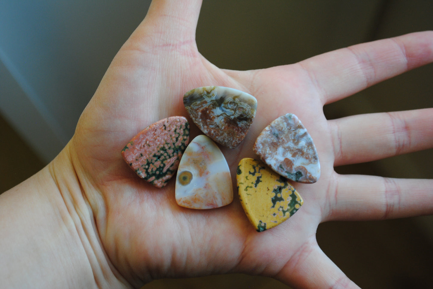 Ocean Jasper 27x21mm shield cabochons