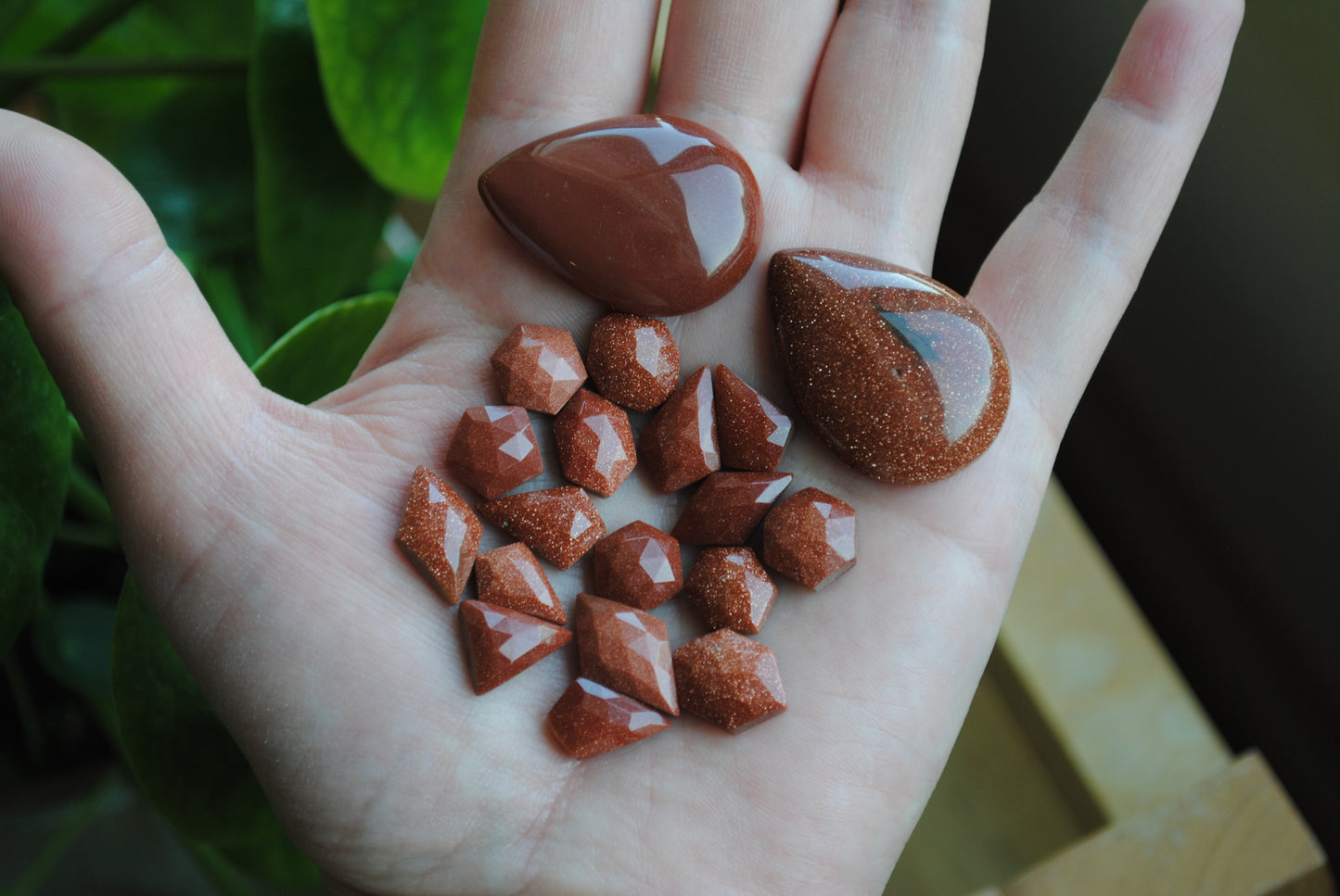 Goldstone cabochons
