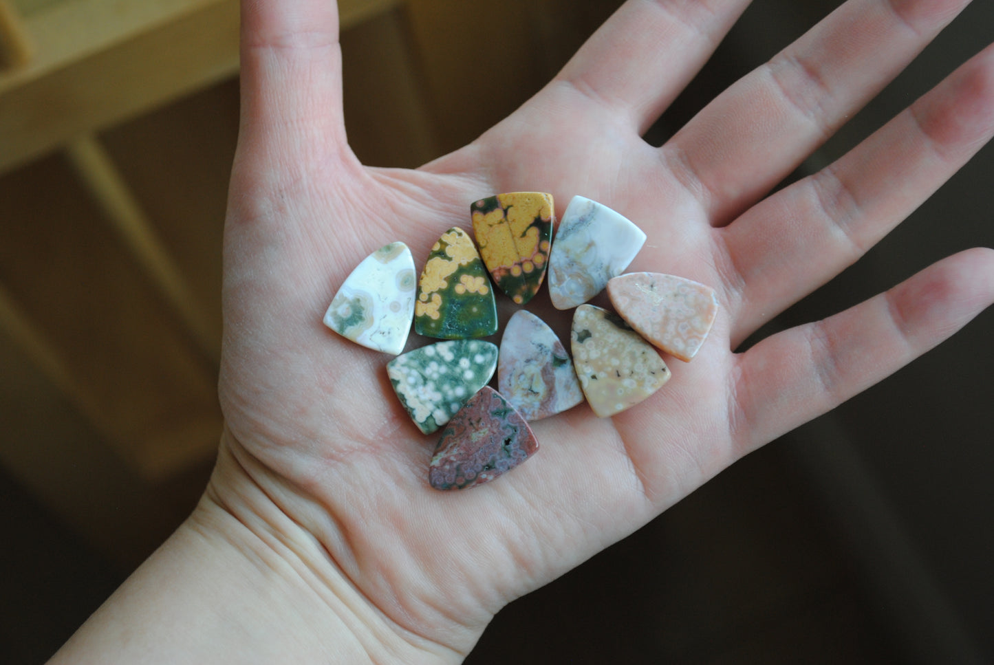 Ocean Jasper 20x15mm shield cabochons