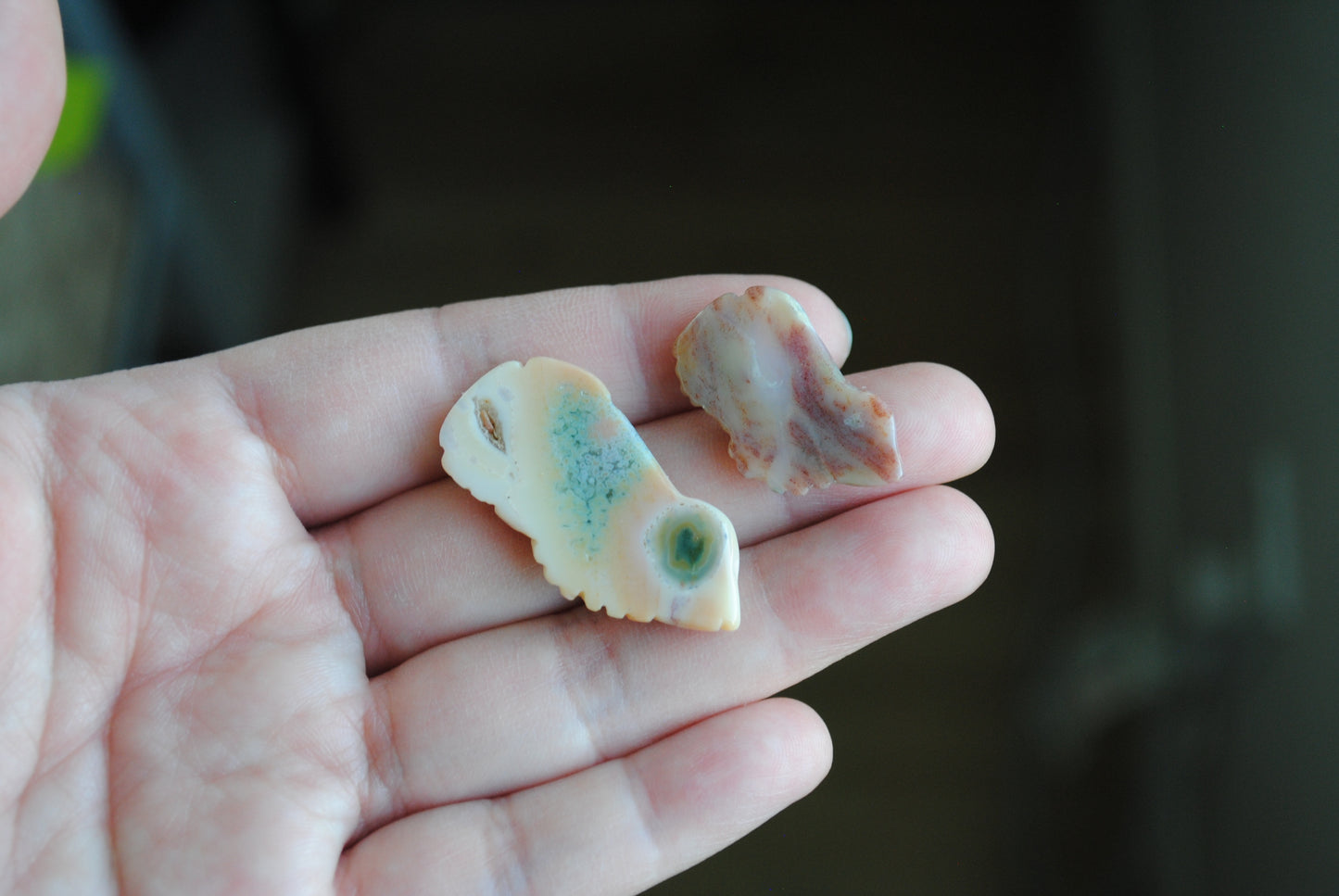 Ocean Jasper carved frogs (Item D10)