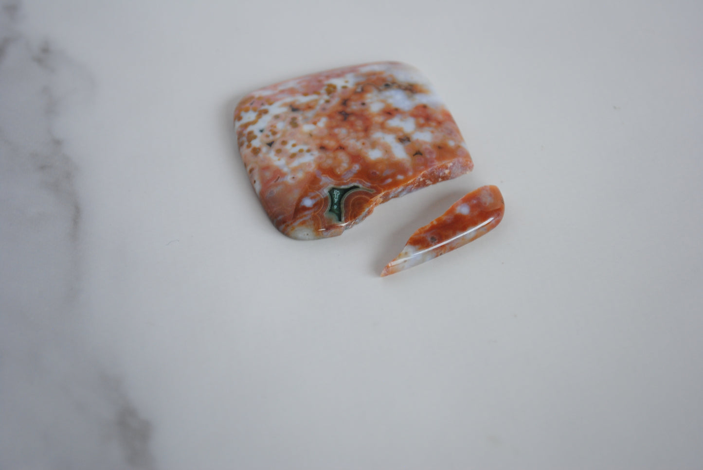 Square 40mm Ocean Jasper cabochon (damaged, cracked)