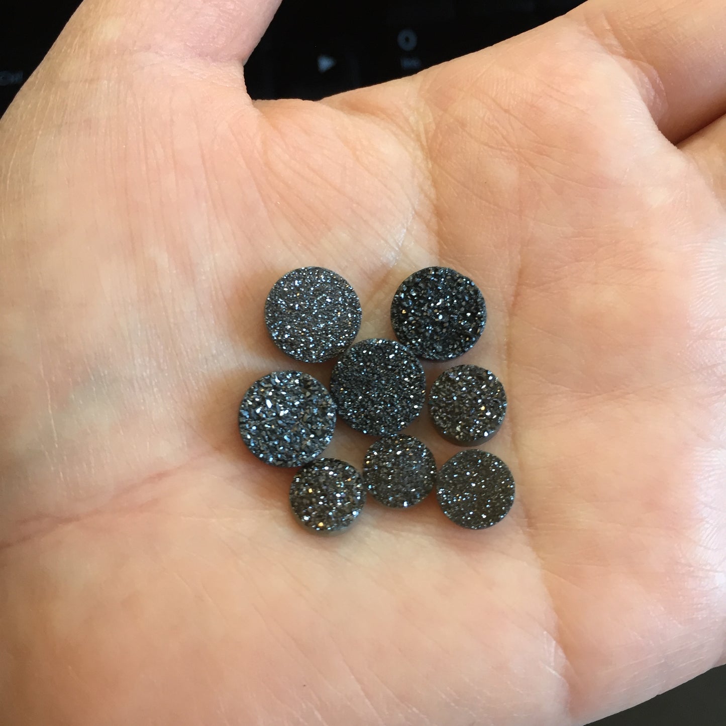 Druzy cabochons - Black 8mm and 10mm rounds