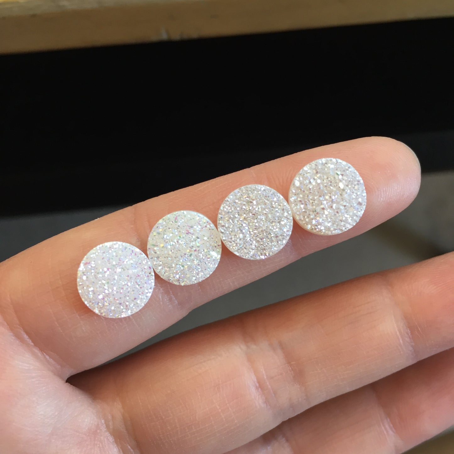 White druzy 10mm cabochons