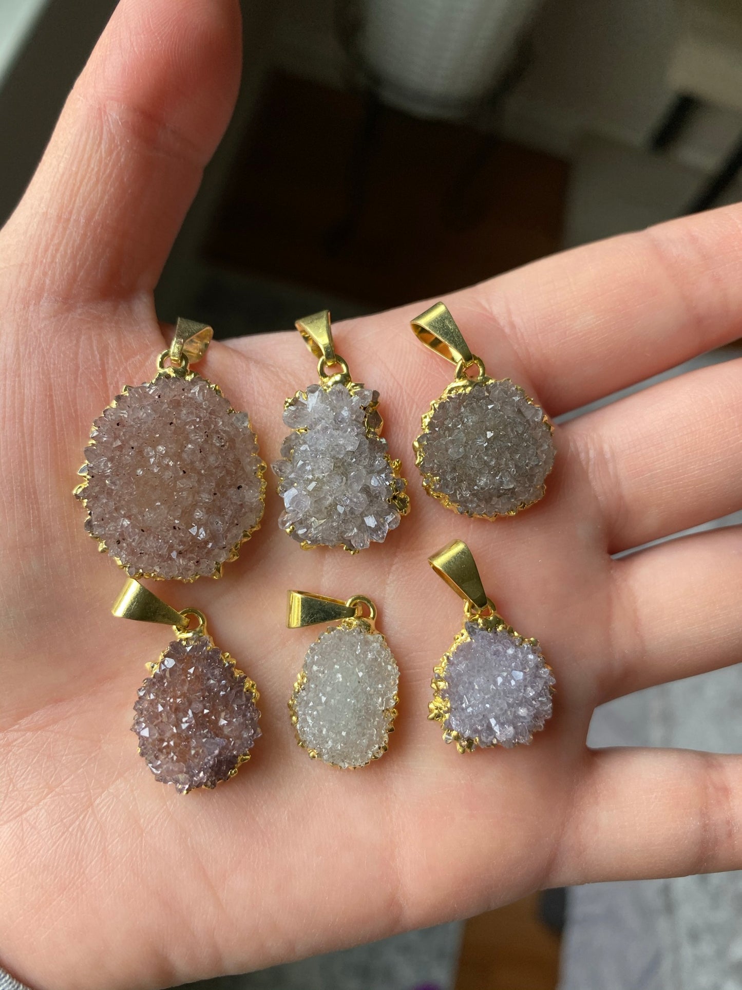 Amethyst cluster druzy pendants