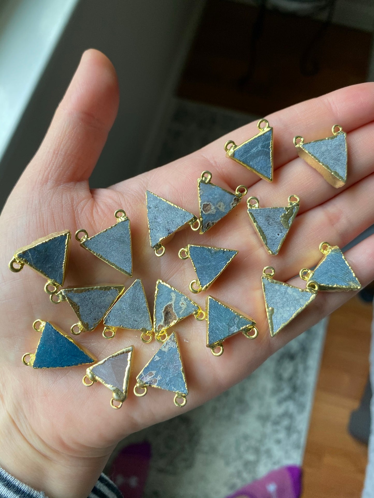 Triangle druzy pendants gold plated (lot 3)