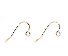 Ear wire, gold-plated stainless steel, 11mm fishhook with open loop, 21 gauge (SET of 250 PAIRS)