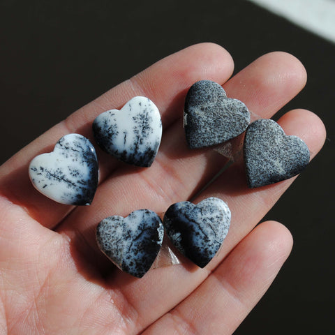 Dendritic agate heart cabochons