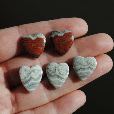 Crazy lace agate heart cabochons