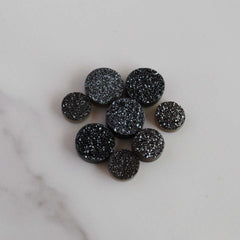 Druzy cabochons - Black 8mm and 10mm rounds