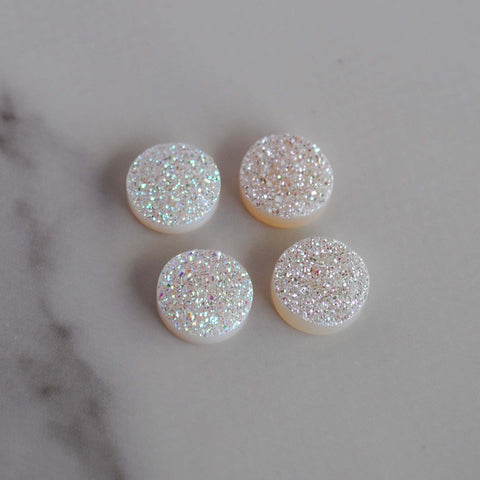 White druzy 10mm cabochons