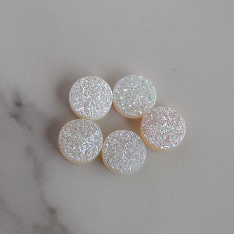 White druzy 10mm cabochons