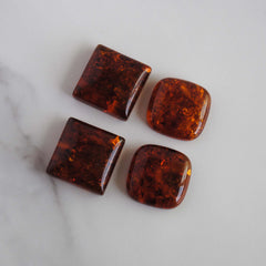 Amber square cabochons