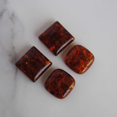 Amber square cabochons