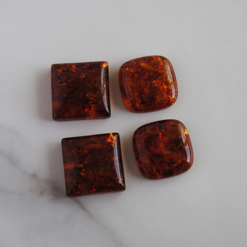 Amber square cabochons