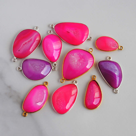 Dyed druzy connectors/pendants