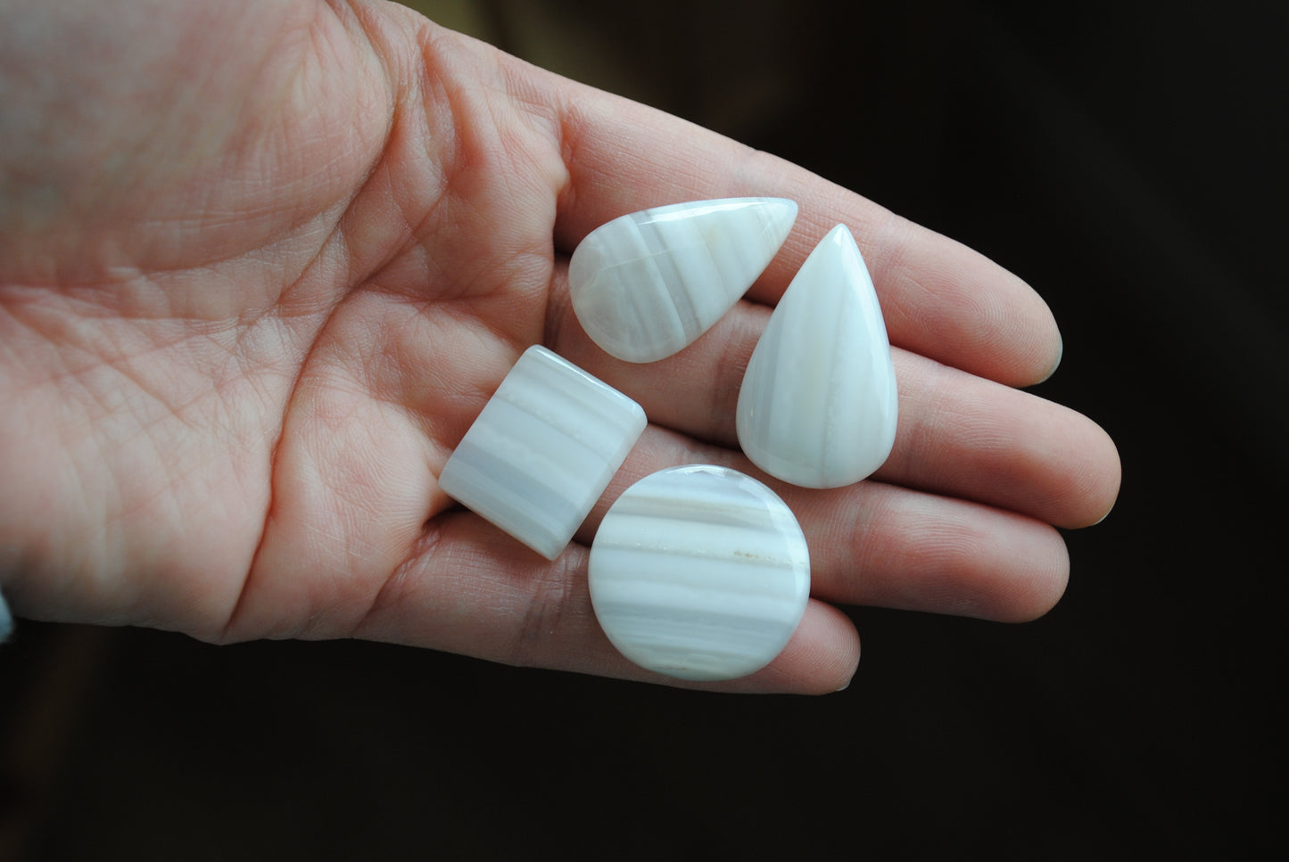 Agate white banded cabochons