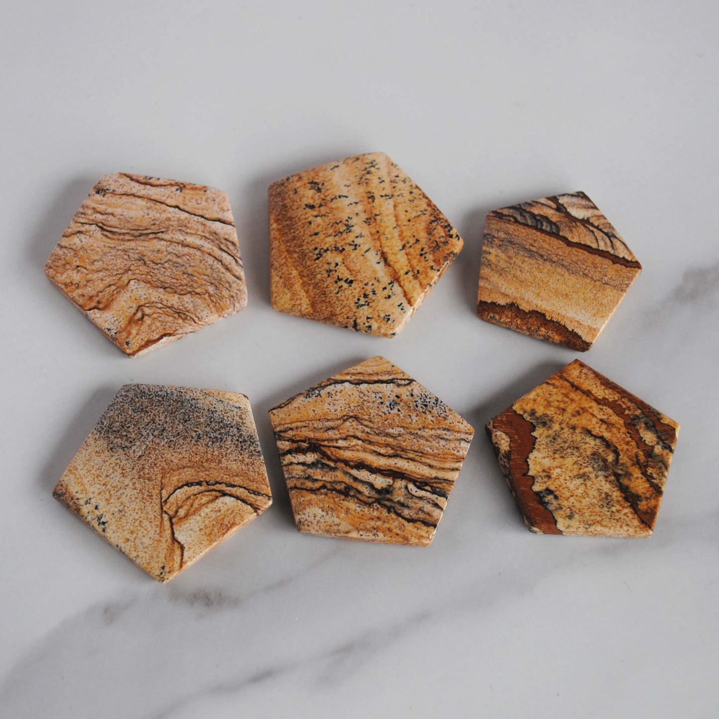 Jasper hexagon cabochons (Lot B)