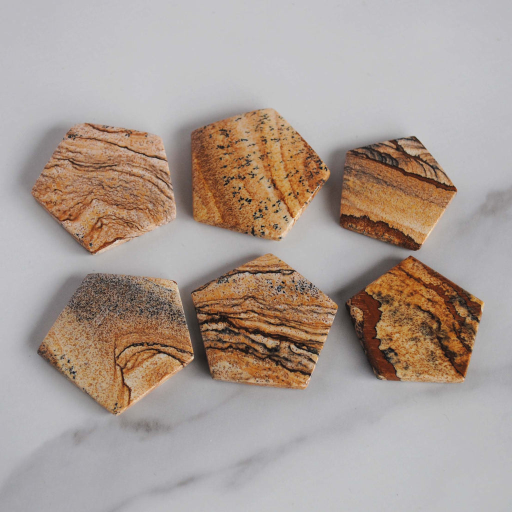 Jasper hexagon cabochons (Lot B)