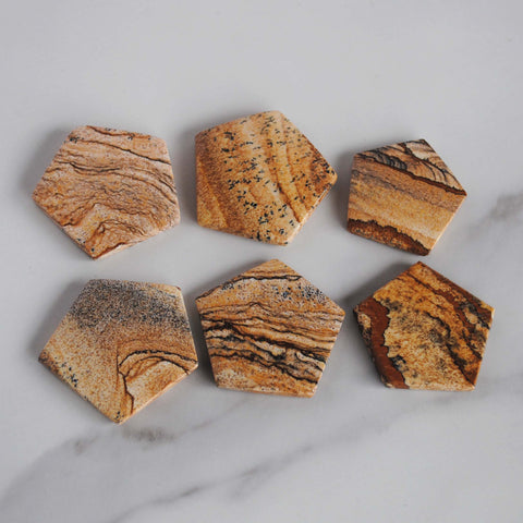 Jasper hexagon cabochons (Lot B)