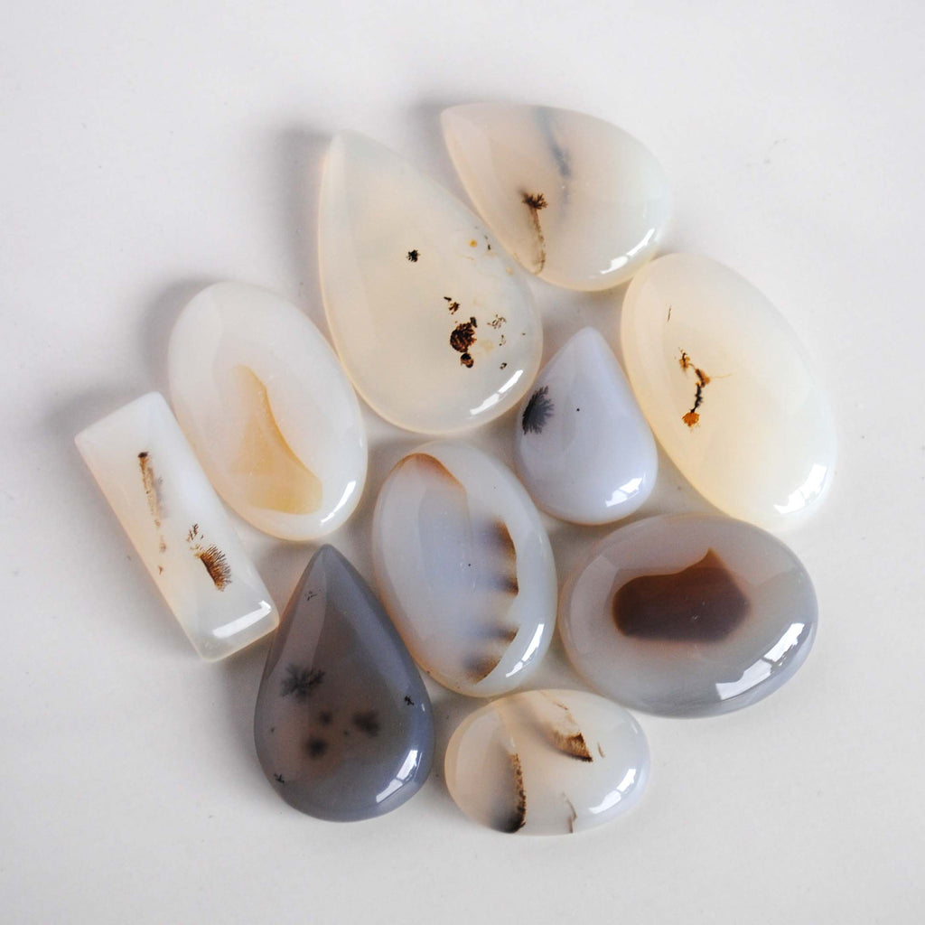 Dendritic agate cabochons (Lot A)