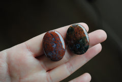 Moss Agate 30x22mm oval cabochons