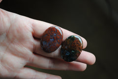 Moss Agate 30x22mm oval cabochons