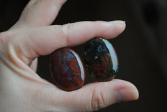 Moss Agate 30x22mm oval cabochons