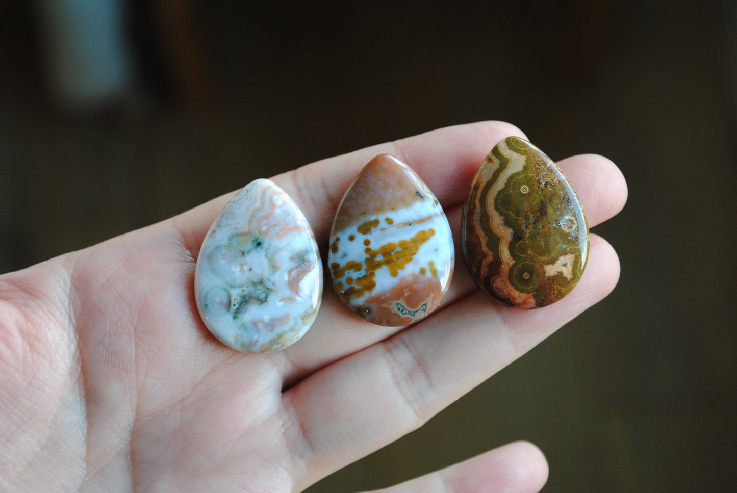 Ocean Jasper 30x22mm drop cabochons