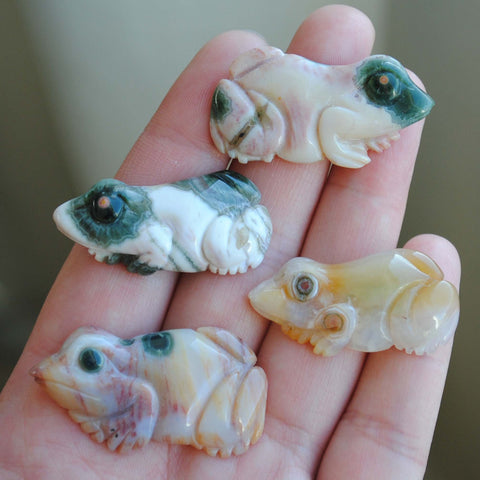 Ocean Jasper carved frogs (Lot A)