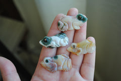 Ocean Jasper carved frogs (Lot A)