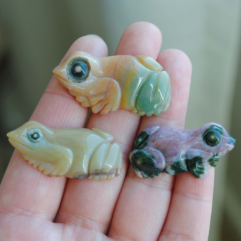 Ocean Jasper carved frogs (Lot H)