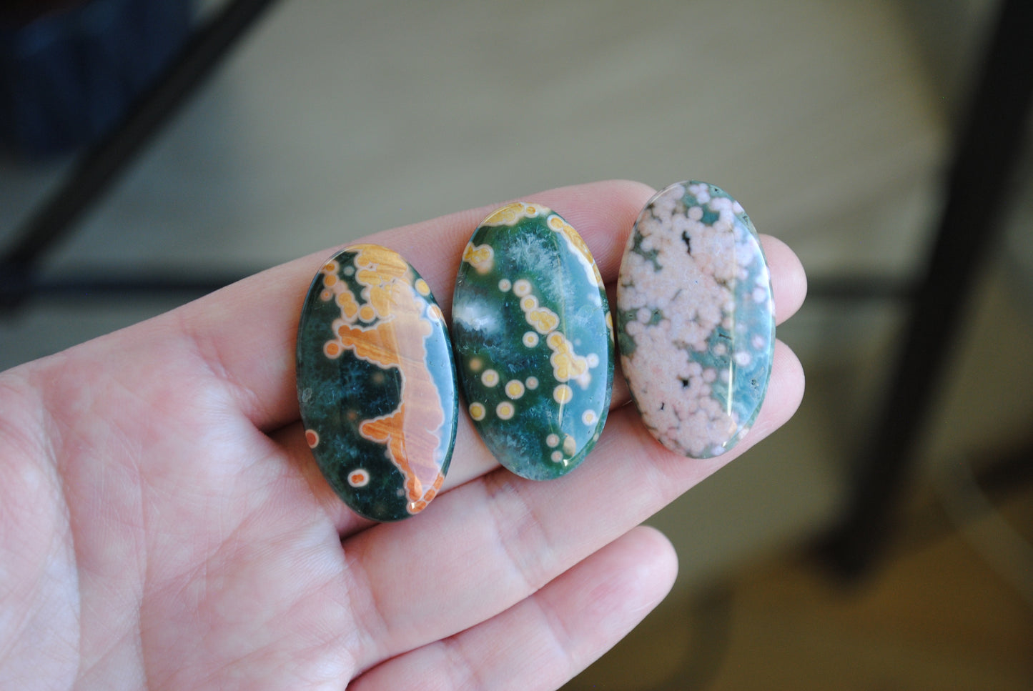 Ocean Jasper 35x20mm oval cabochons (Lot CC)