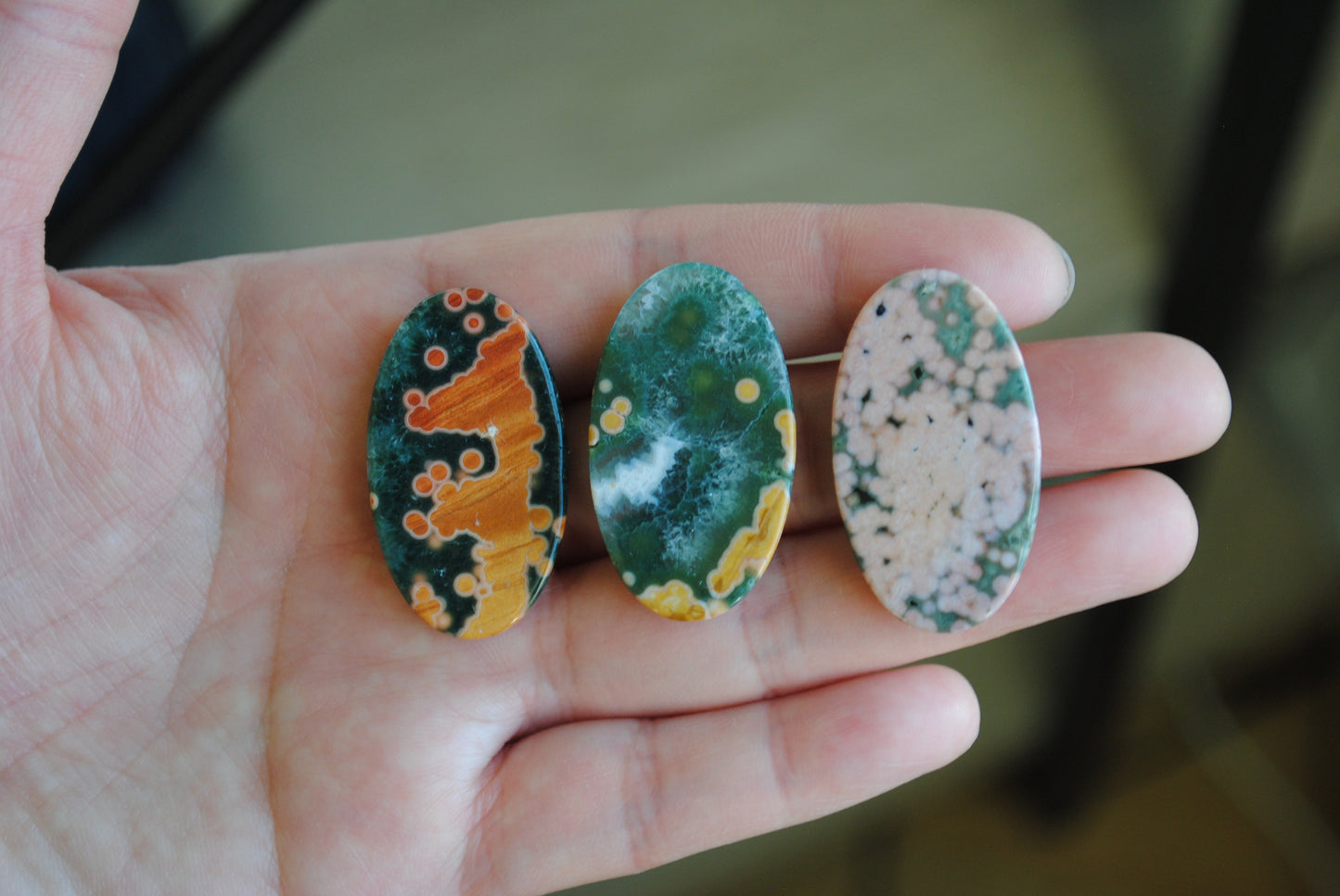 Ocean Jasper 35x20mm oval cabochons (Lot CC)