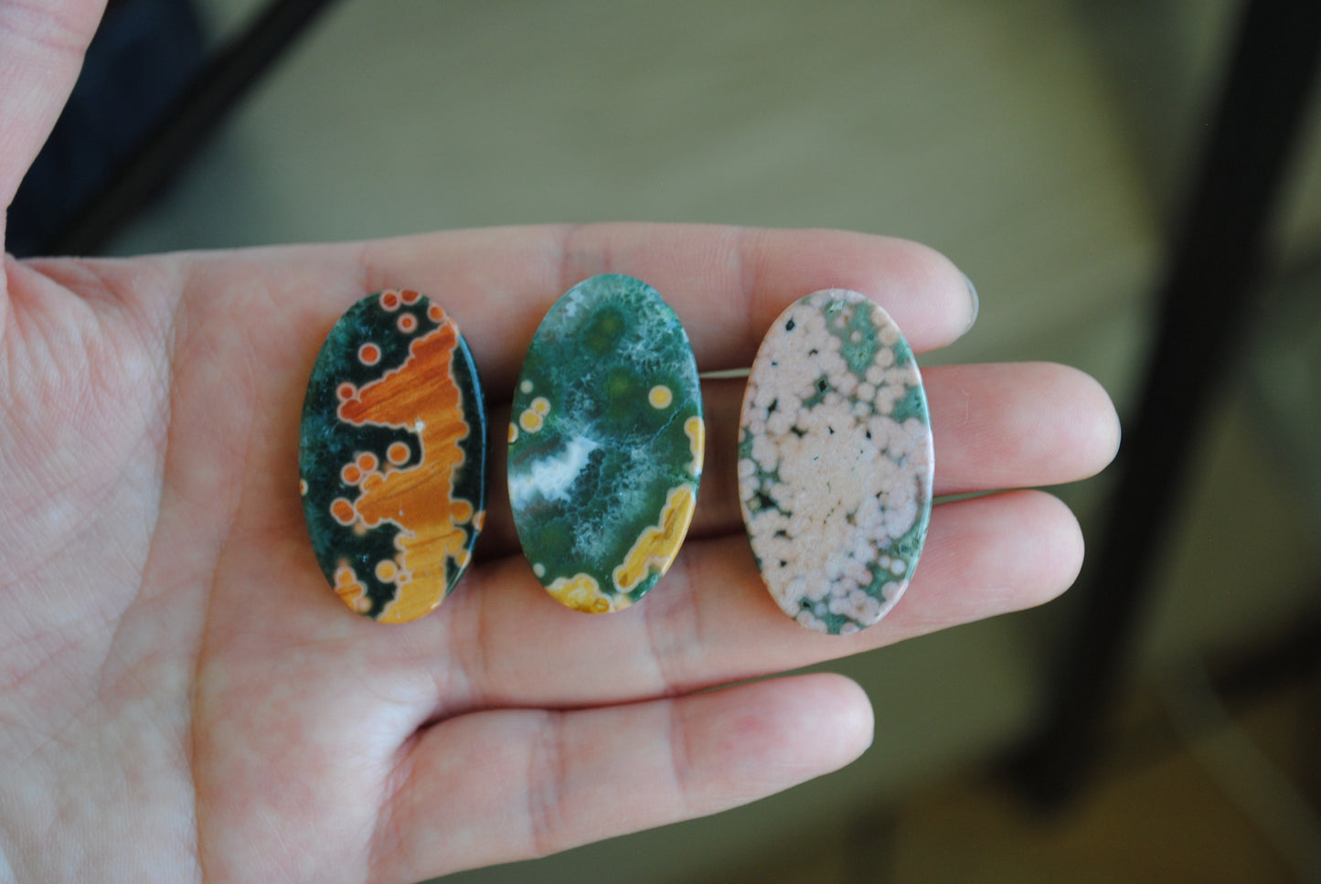 Ocean Jasper 35x20mm oval cabochons (Lot CC)