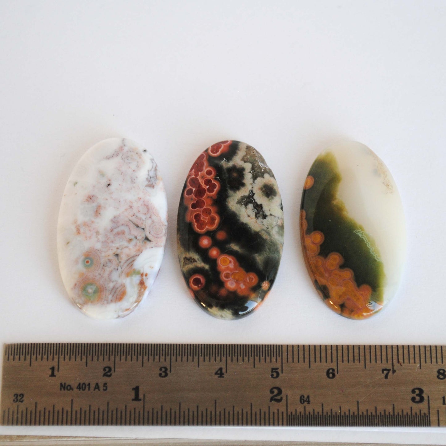 Ocean Jasper 35x20mm oval cabochons (Lot DD)