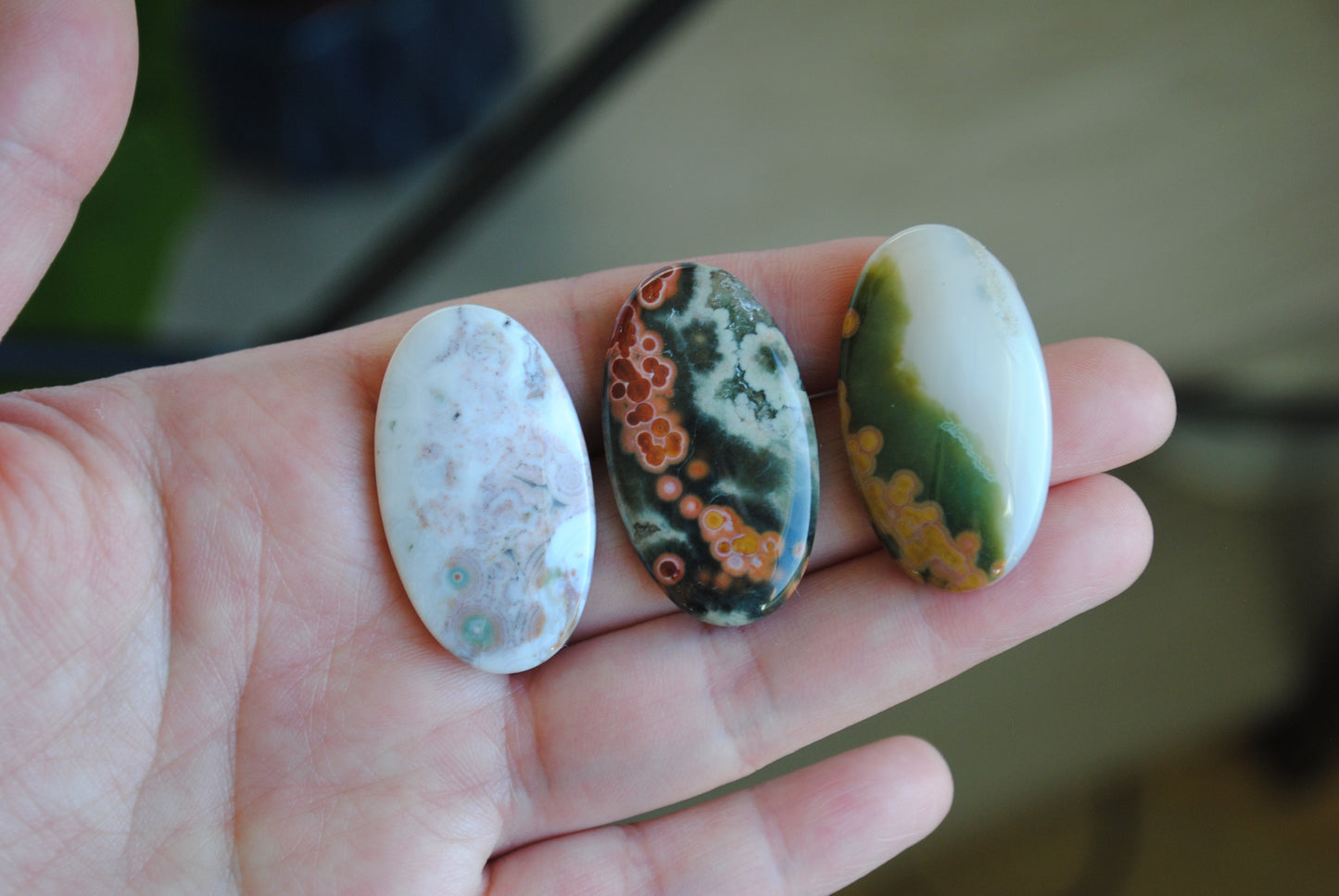Ocean Jasper 35x20mm oval cabochons (Lot DD)