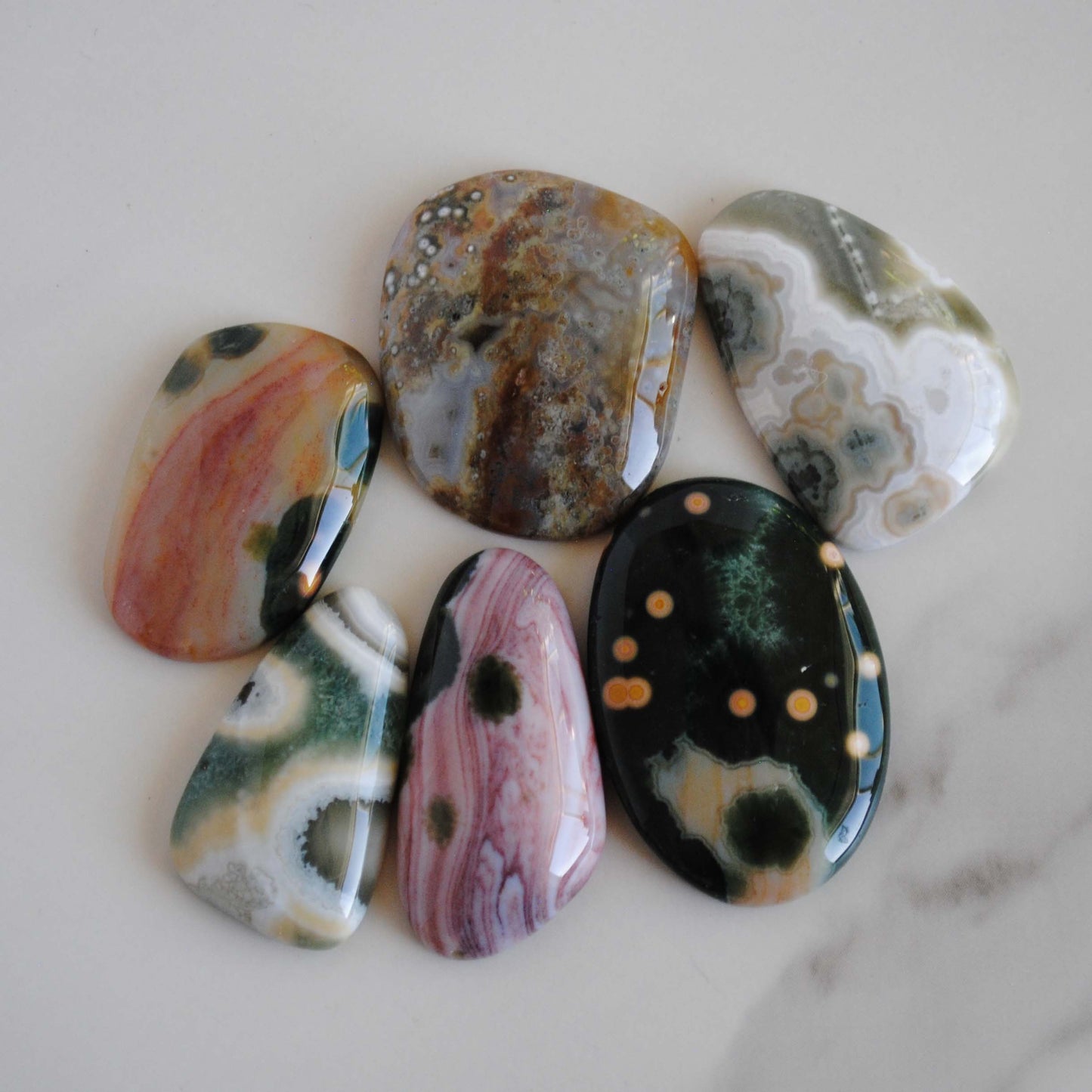 Ocean Jasper freeform cabochons (Lot D)