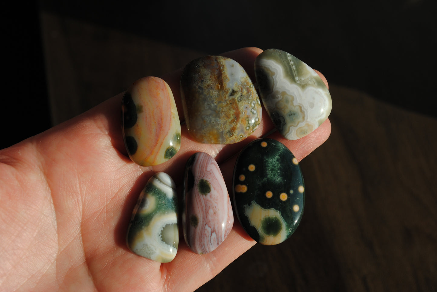 Ocean Jasper freeform cabochons (Lot D)