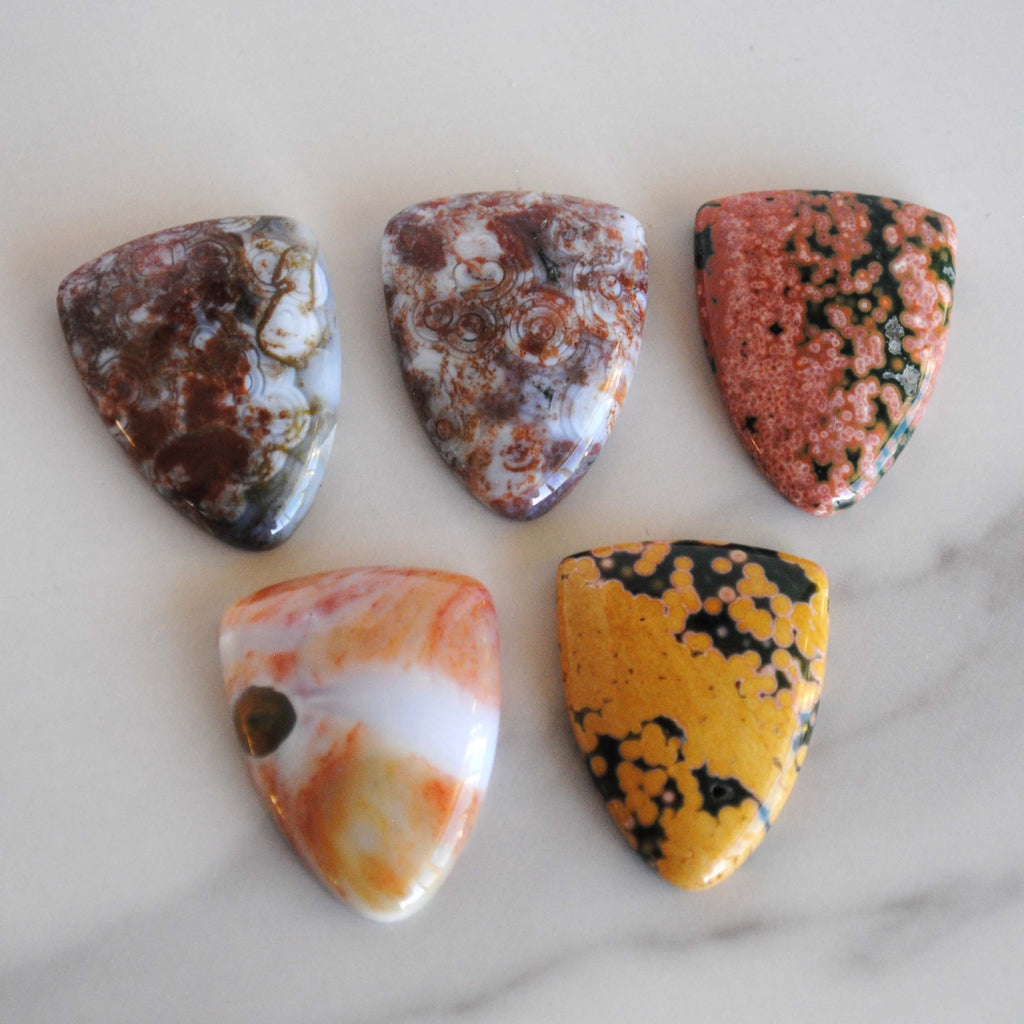 Ocean Jasper 27x21mm shield cabochons