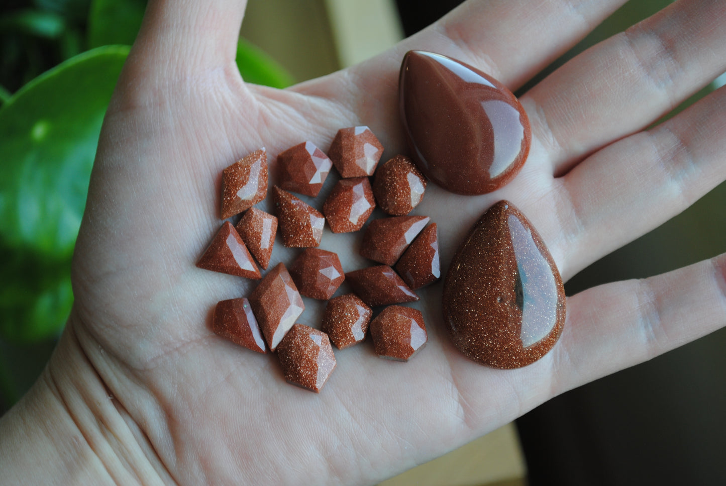 Goldstone cabochons