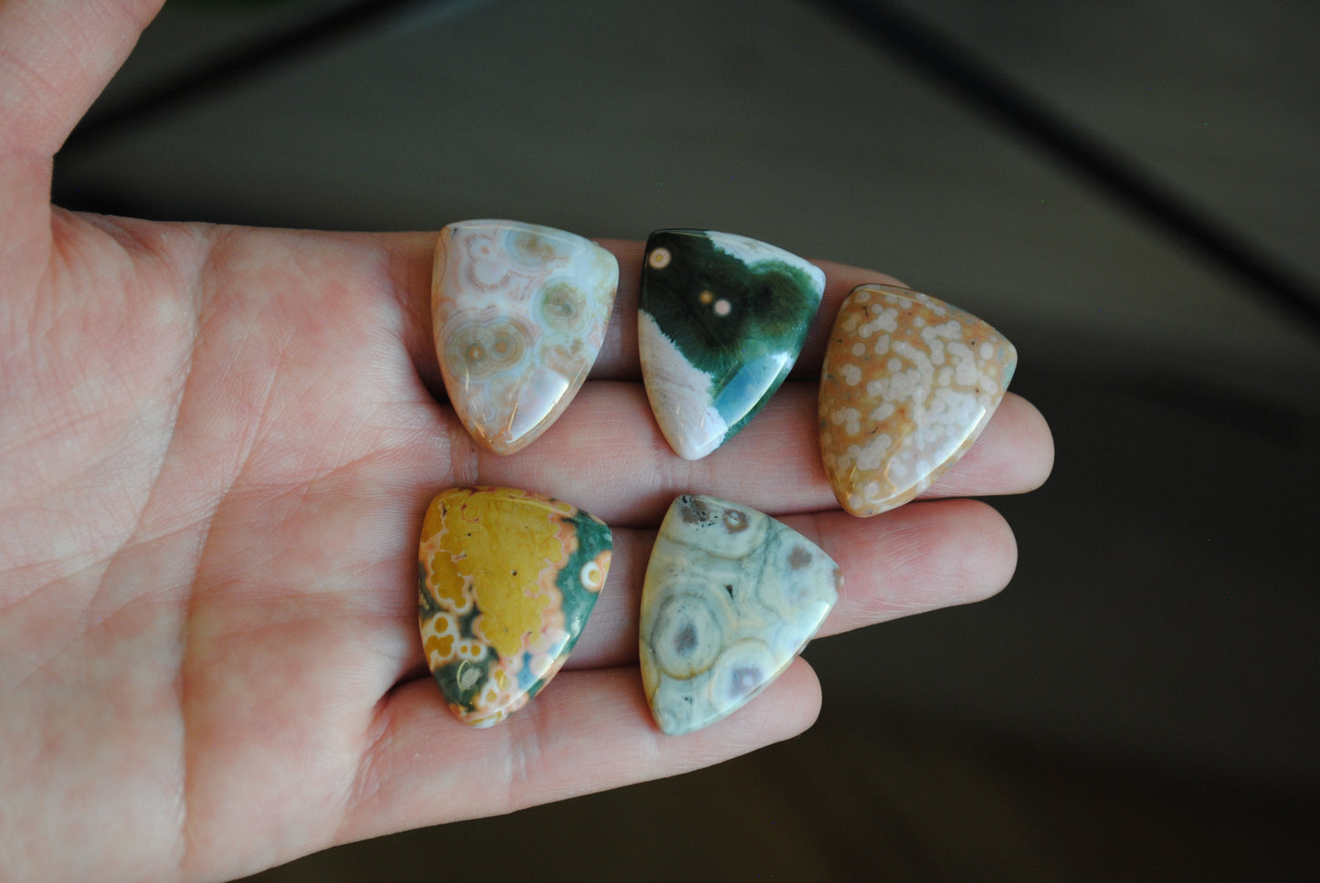 Ocean Jasper 27x21mm shield cabochons