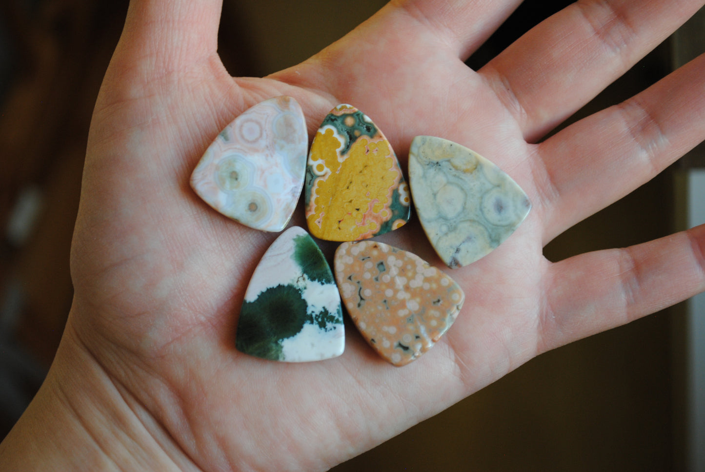Ocean Jasper 27x21mm shield cabochons