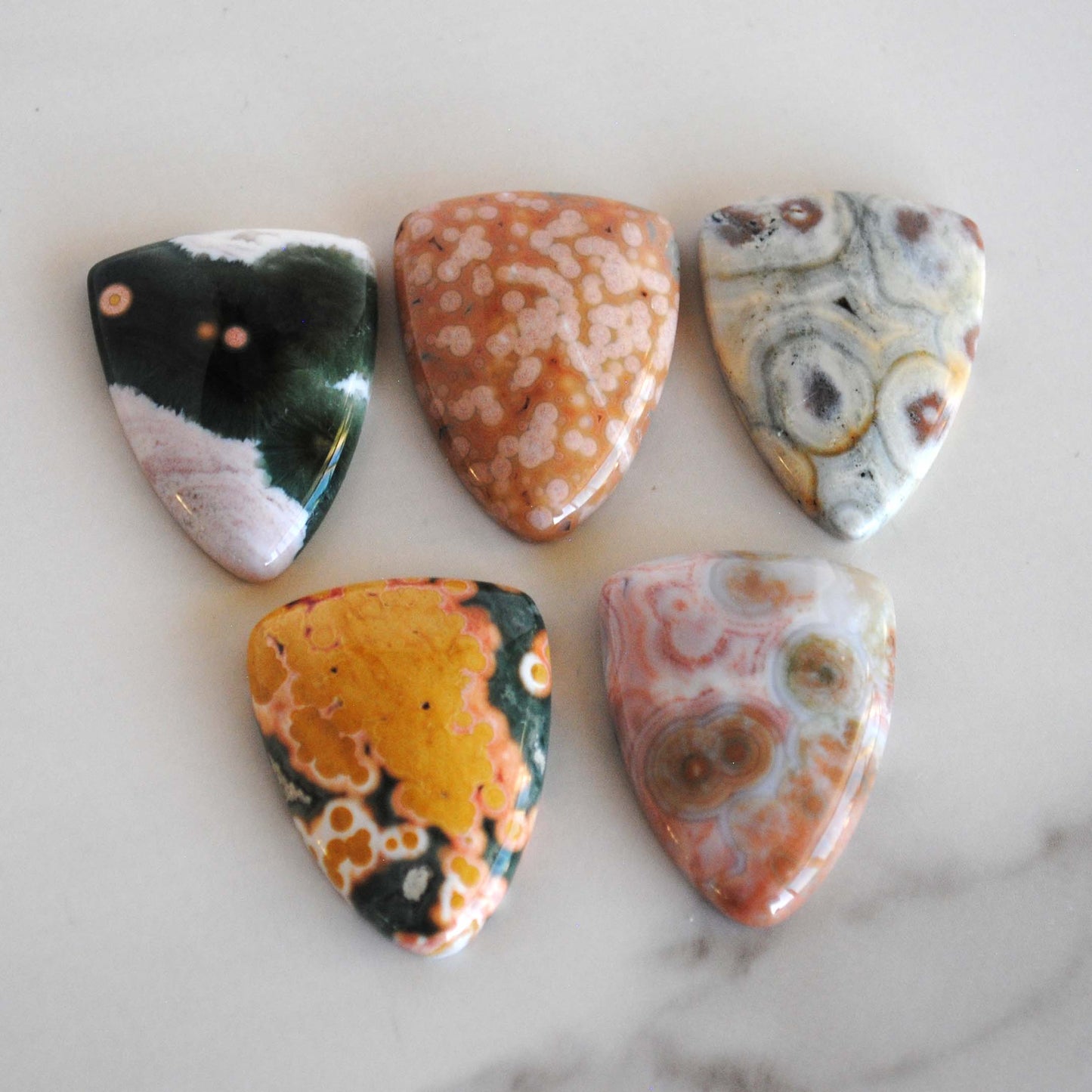 Ocean Jasper 27x21mm shield cabochons