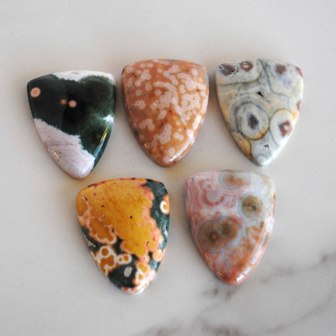 Ocean Jasper 27x21mm shield cabochons