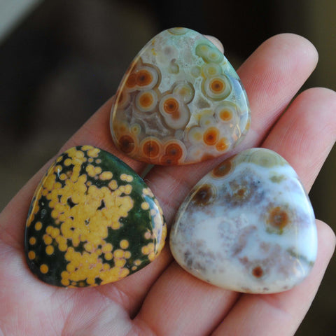 30mm trillion Ocean Jasper cabochons (Lot aa)