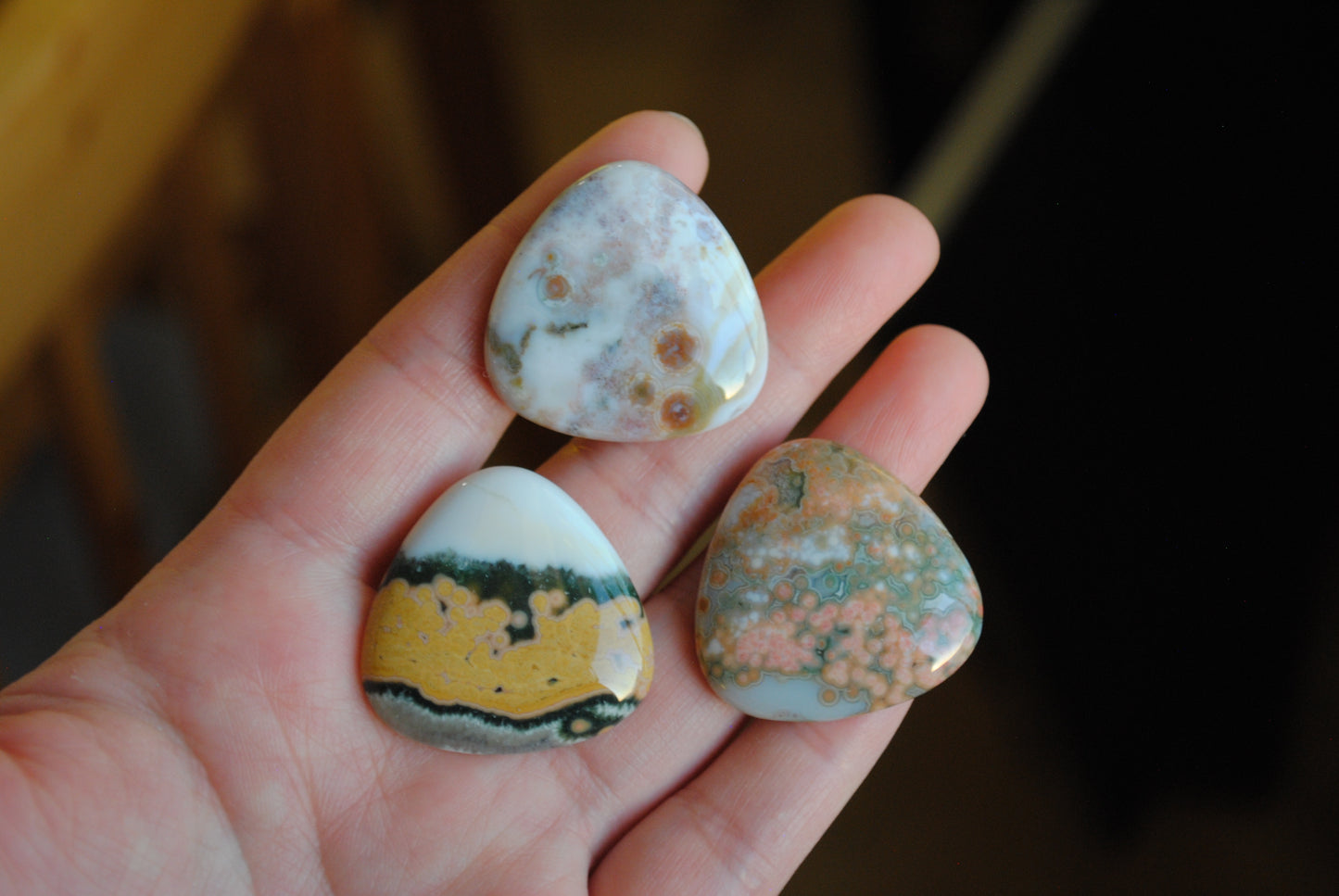 30mm trillion Ocean Jasper cabochons (Lot bb)