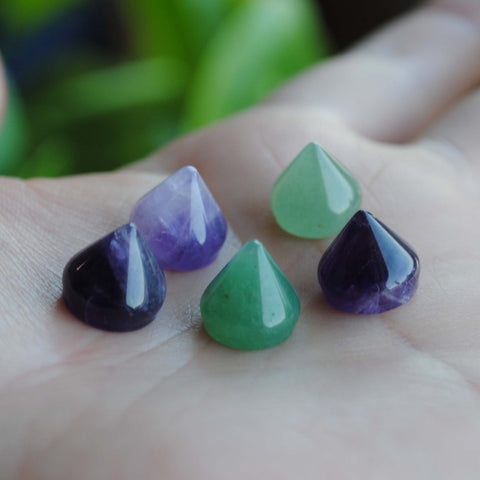 Amethyst and Aventurine pointed flat back stones